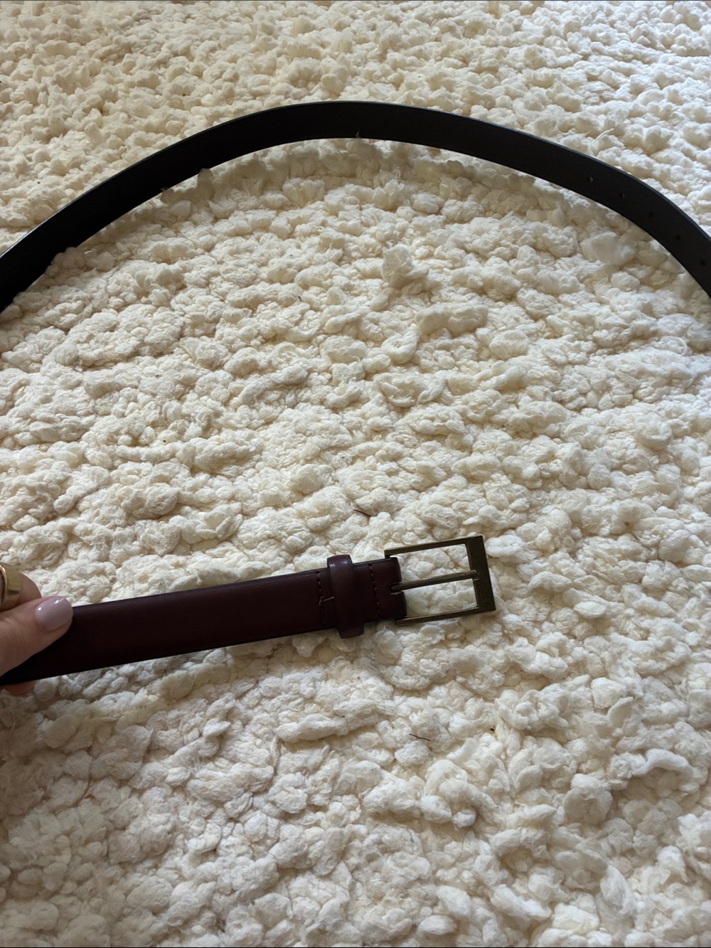 Men's Classic Brown Leather Belt with Brass Buckle